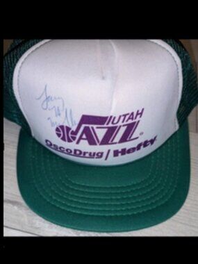 Vintage Autographed by Larry H Miller 90s NBA Utah Jazz Trucker Hat Cap